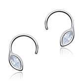 Oval CZ Curved Silver Ear Stud STS-3264
